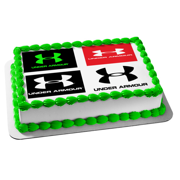 Under Armour Logos Green and Black Red and White White and Black Black and White Edible Cake Topper Image ABPID11412