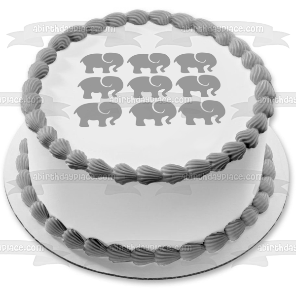 Elephants Grey Edible Cake Topper Image ABPID11425