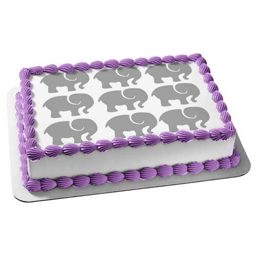 Elephants Grey Edible Cake Topper Image ABPID11425