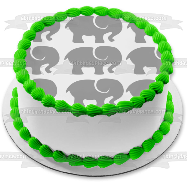 Elephants Grey Edible Cake Topper Image ABPID11425