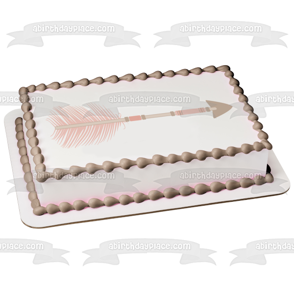 Pink Blush Tribal Arrow Feathers Edible Cake Topper Image ABPID11440