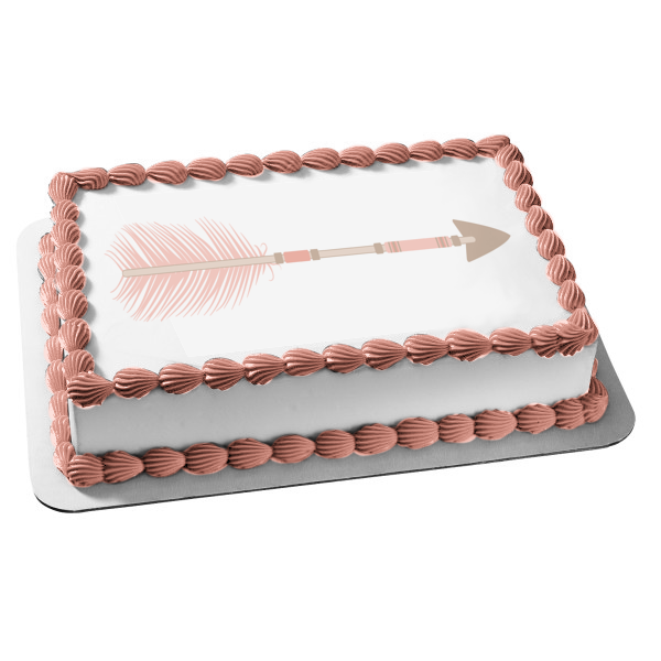 Pink Blush Tribal Arrow Feathers Edible Cake Topper Image ABPID11440