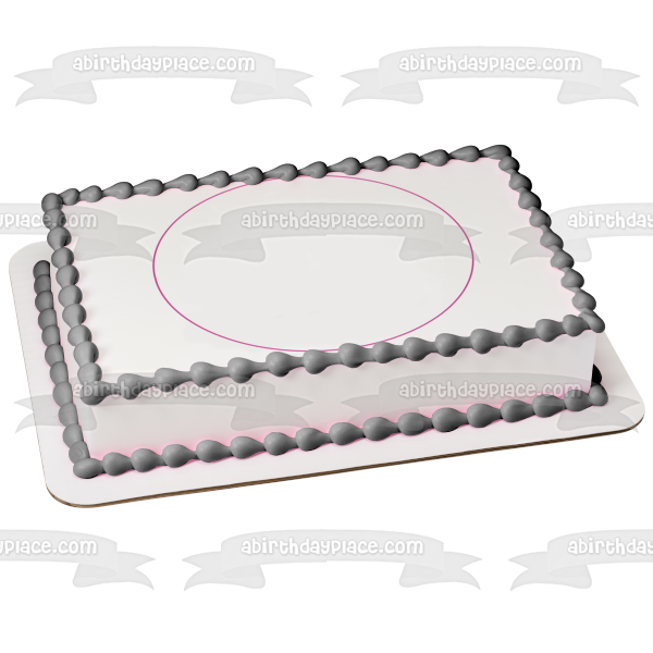 Adorno comestible para tarta con contorno de círculo rosa, imagen ABPID11733 