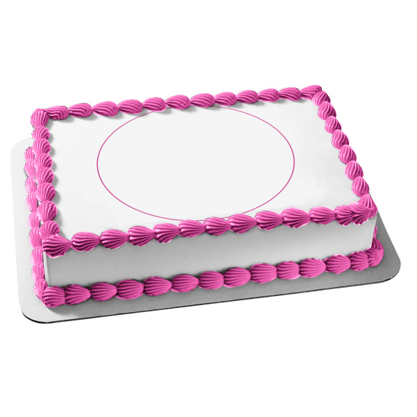 Adorno comestible para tarta con contorno de círculo rosa, imagen ABPID11733 