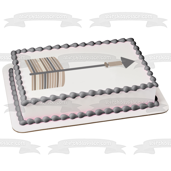 Grey and Brown Blush Tribal Arrow Feathers Edible Cake Topper Image ABPID11443