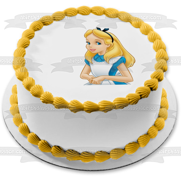 Alice In Wonderland Alice Smiling Edible Cake Topper Image ABPID11734