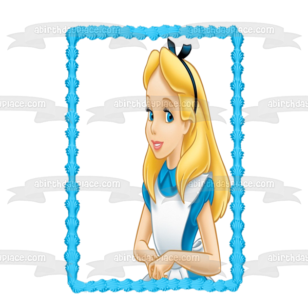 Alice In Wonderland Alice Smiling Edible Cake Topper Image ABPID11734