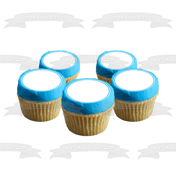 Imagen comestible para decoración de tarta con contorno de círculo azul ABPID11736 