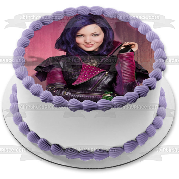 Imagen comestible para decoración de tarta con fondo morado de Los Descendientes de Disney ABPID11945 