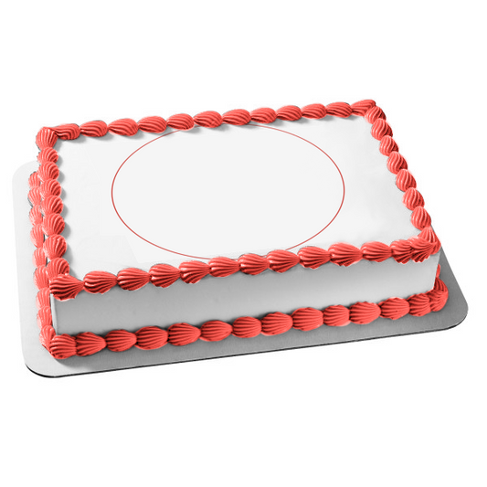 Adorno comestible para tarta con contorno de círculo rojo, imagen ABPID11739 