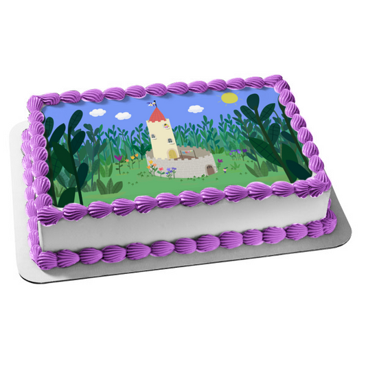 Ben and Holly's Little Kingdom Castillo Flores Sol Nubes Imagen comestible para tarta ABPID11955 