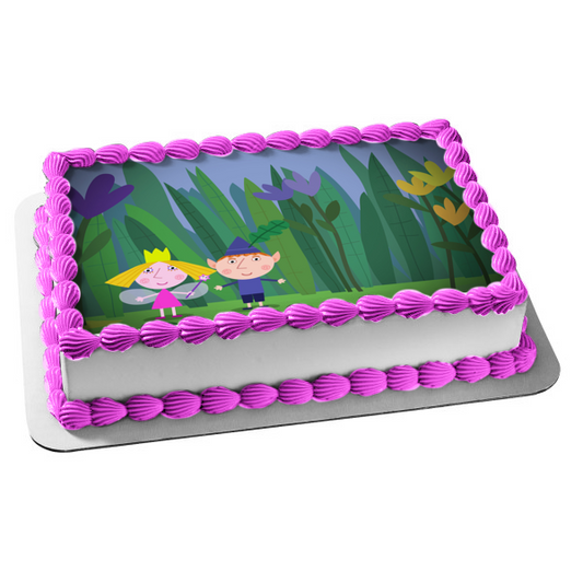 Adorno comestible para tarta con flores del pequeño reino de Ben y Holly, imagen ABPID11972 