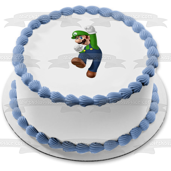 Super Mario Brothers Luigi Jumping Edible Cake Topper Image ABPID12026