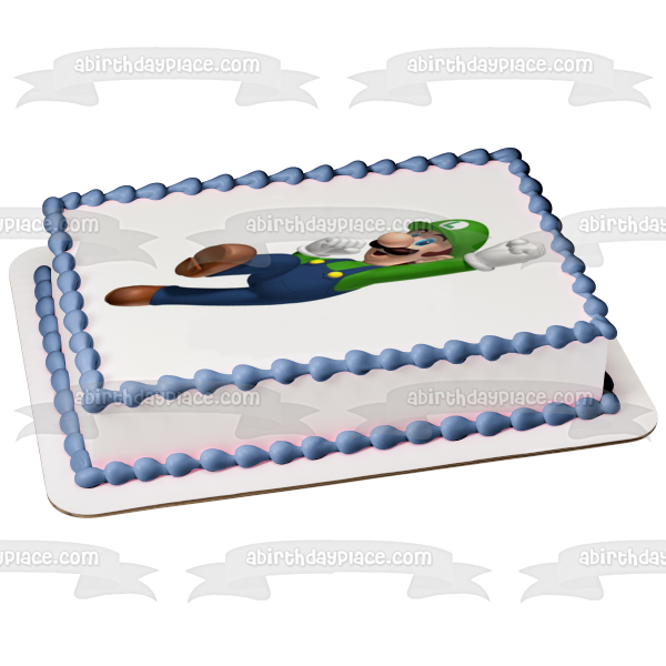 Super Mario Brothers Luigi Jumping Edible Cake Topper Image ABPID12026