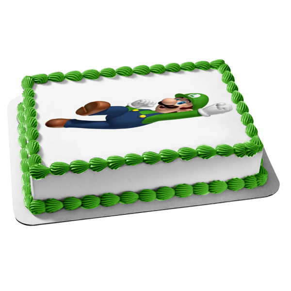 Super Mario Brothers Luigi Jumping Edible Cake Topper Image ABPID12026