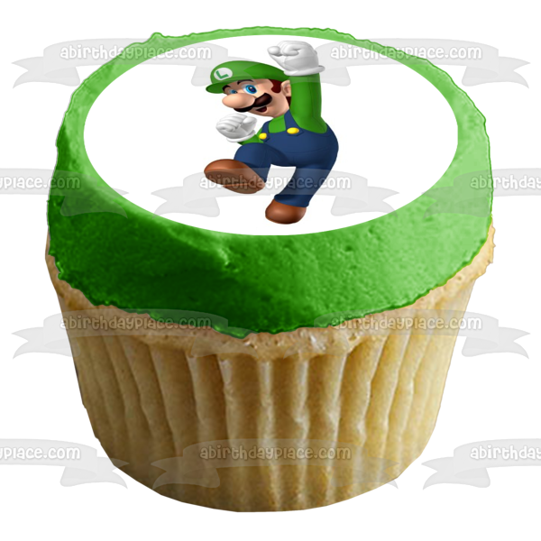 Imagen comestible para decoración de tarta de Super Mario Brothers Luigi saltando ABPID12026 