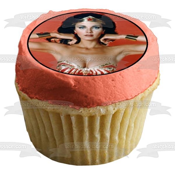 DC Comics Liga de la Justicia Mujer Maravilla Fondo Rojo Imagen comestible para decoración de tarta ABPID11822 