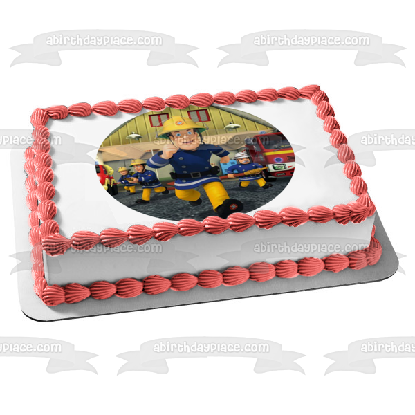 Fireman Sam Co-Workers Hose Fire Truck Edible Cake Topper Image ABPID1 ...