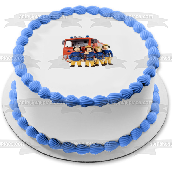 Fireman Sam Co-Workers Fire Truck Edible Cake Topper Image ABPID12072