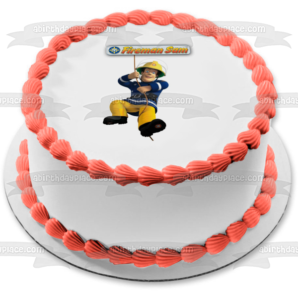 Imagen comestible para decoración de tarta con el logotipo de Sam el Bombero, cuerda, ABPID12081 