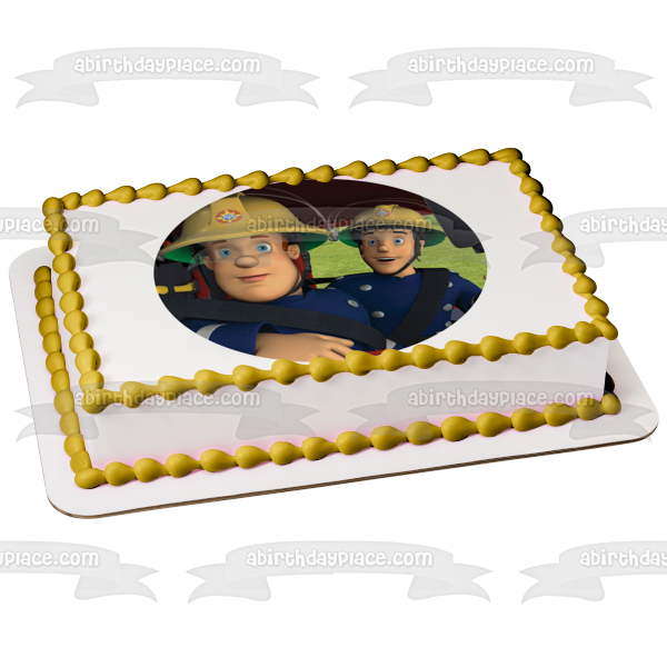 Fireman Sam Co-Worker In Fire Truck Edible Cake Topper Image ABPID1208 ...