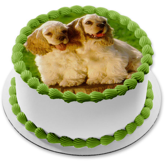 Imagen de decoración comestible para tarta de cachorros Cocker Spaniels ABPID11866 