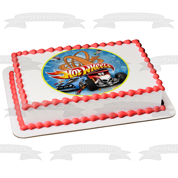 Hot Wheels Red Race Car Skull Edible Cake Topper Image ABPID12109