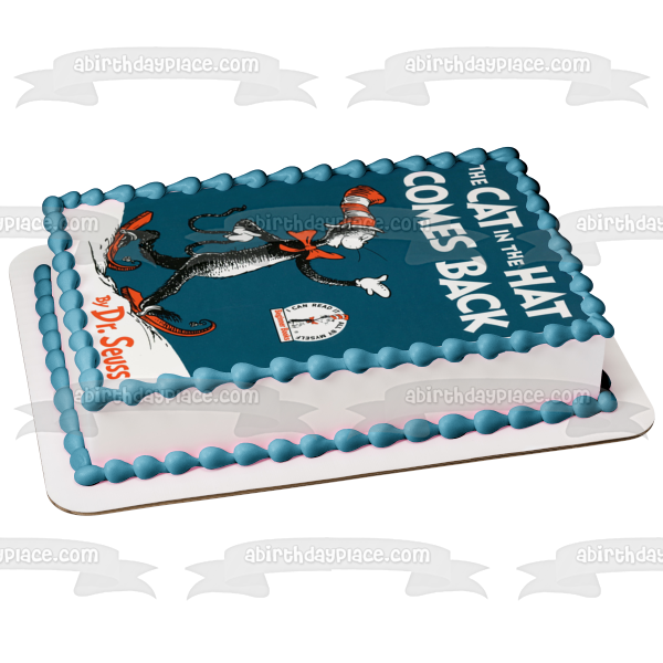 Dr. Seuss The Cat in the Hat Comes Back Book Cover Edible Cake Topper Image ABPID11881