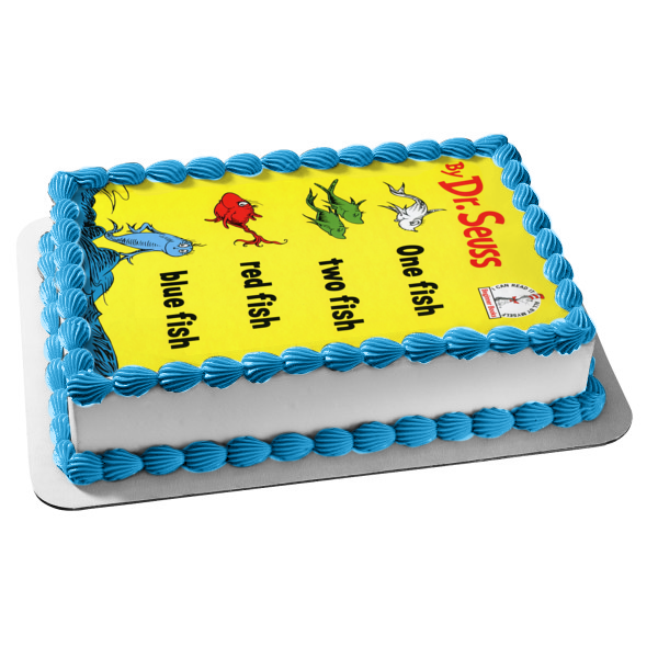Dr. Seuss One Fish Two Fish Red Fish Blue Fish Book Cover Edible Cake – A  Birthday Place