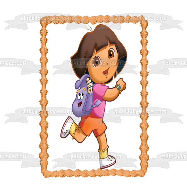 Dora the Explorer Backpack Map Edible Cake Topper Image ABPID12181