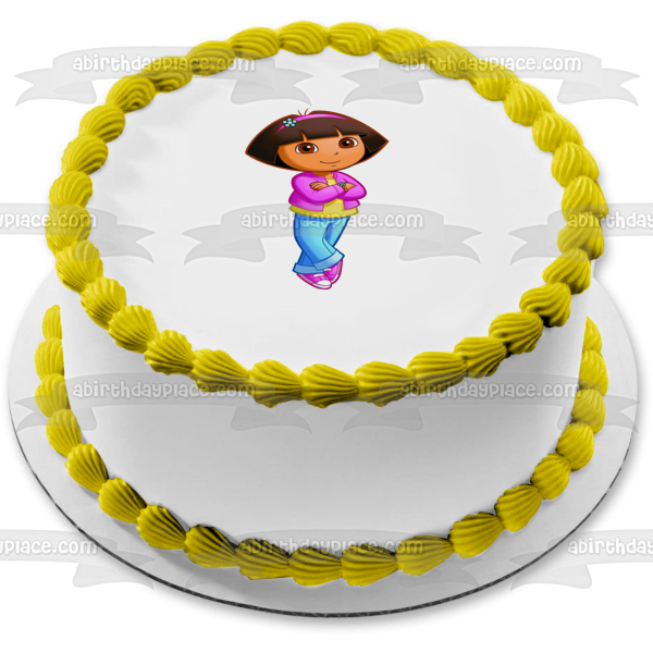 Dora la Exploradora Flores Diadema Pulsera Comestible Cake Topper Imagen ABPID12185 