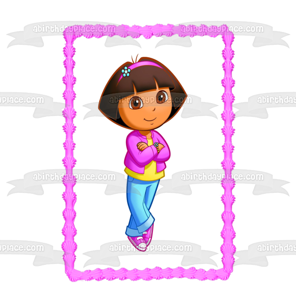 Dora la Exploradora Flores Diadema Pulsera Comestible Cake Topper Imagen ABPID12185 