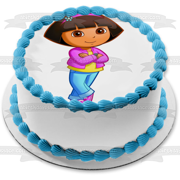 Dora la Exploradora Flores Diadema Pulsera Comestible Cake Topper Imagen ABPID12185 