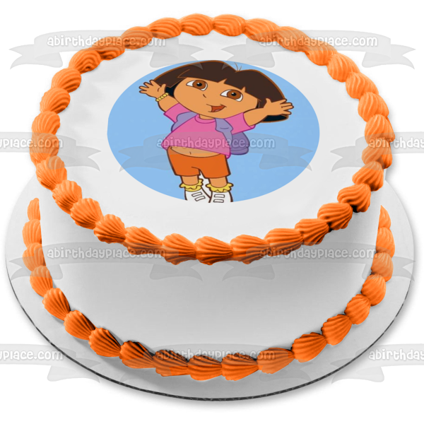 Adorno comestible para tarta con mochila saltadora de Dora la Exploradora, imagen ABPID12187 