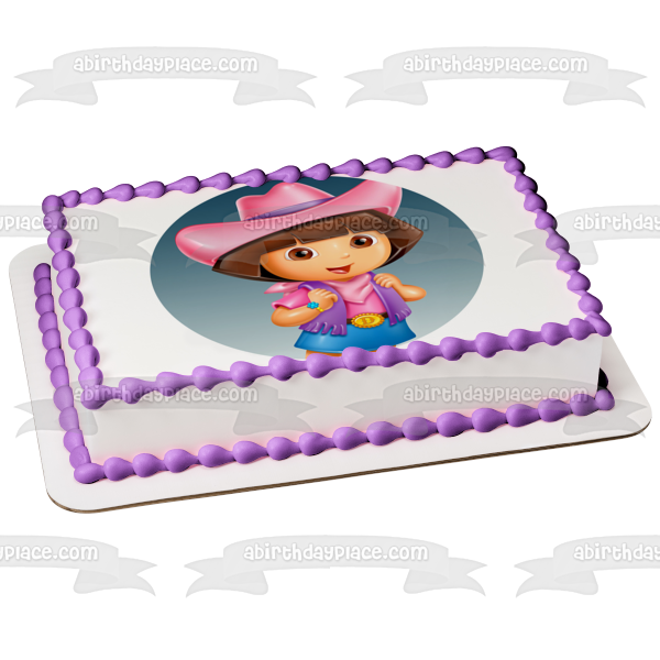 Dora la Exploradora Mochila Sombrero de Vaquera y Cinturón Adorno comestible para tarta Imagen ABPID12190 