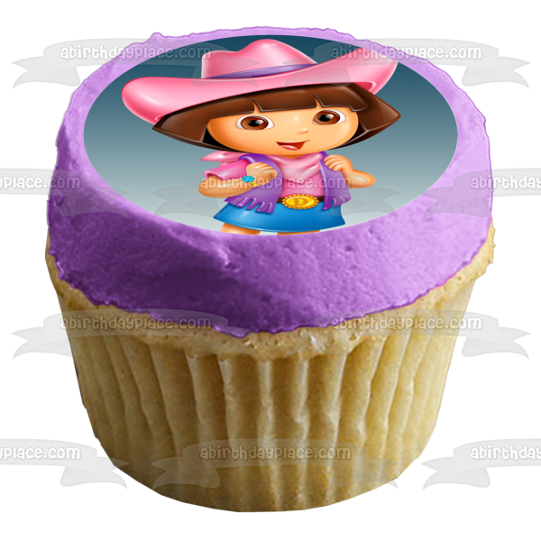 Dora la Exploradora Mochila Sombrero de Vaquera y Cinturón Adorno comestible para tarta Imagen ABPID12190 