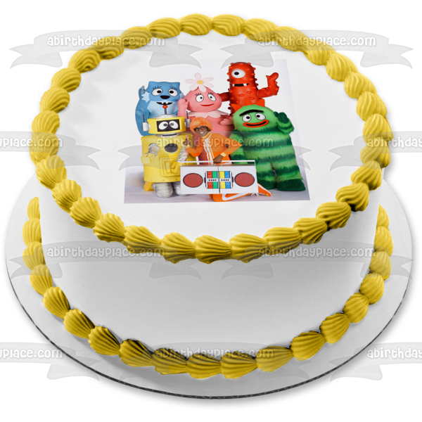 Yo Gabba Gabba Muno Foofa Brobee Toodee Plex Birthday Cake and Balloons  Edible Cake Topper Image Frame ABPID08163