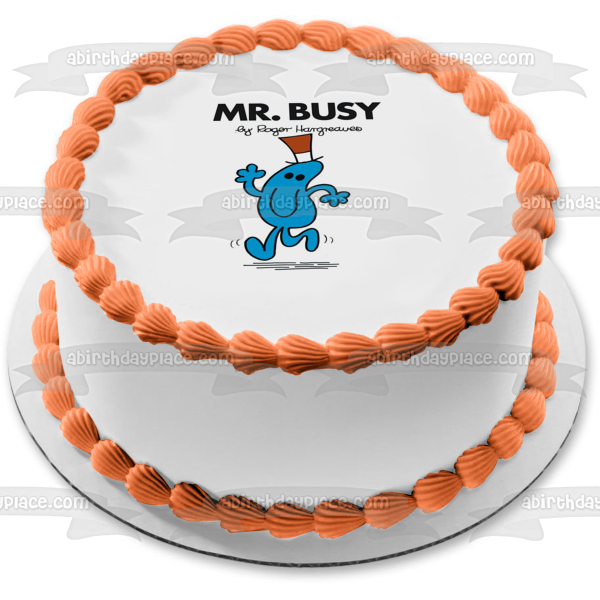 Imagen de decoración comestible para tarta Mr. Men Mr. Busy azul ABPID12219 