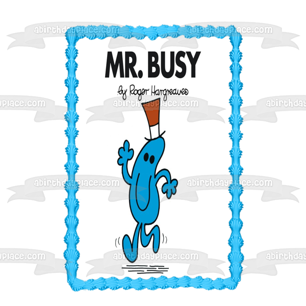 Imagen de decoración comestible para tarta Mr. Men Mr. Busy azul ABPID12219 