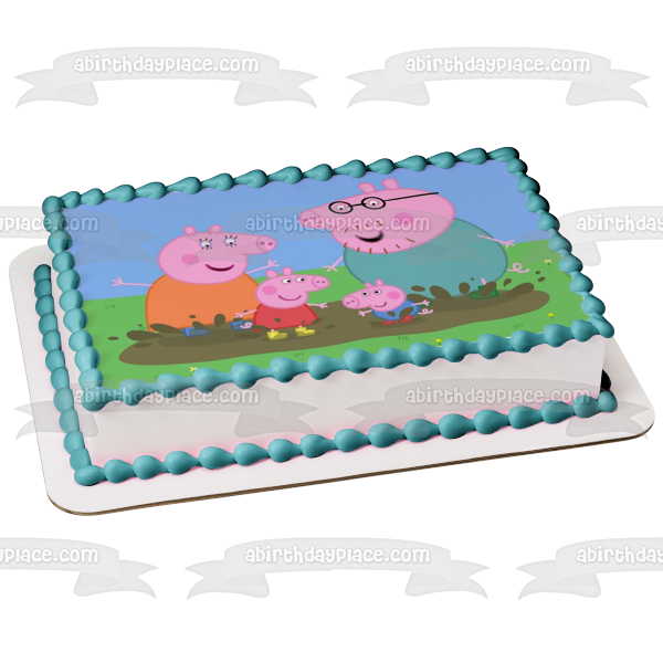 Peppa Pig Mamá Cerdo Papá Cerdo George Adorno comestible para tarta Imagen ABPID12351 