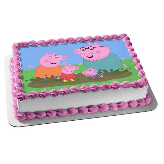 Peppa Pig Mamá Cerdo Papá Cerdo George Adorno comestible para tarta Imagen ABPID12351 