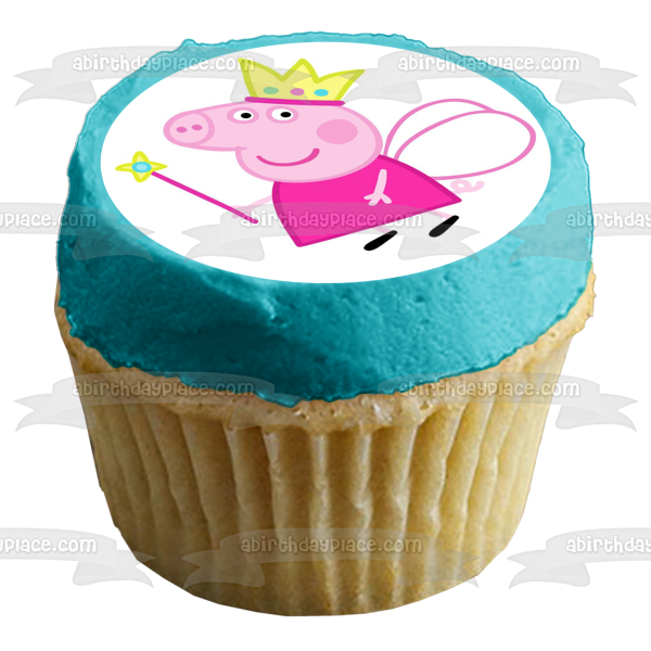 Peppa Pig Corona de Hada Varita Mágica Alas de Hada Adorno Comestible para Tarta Imagen ABPID12367 