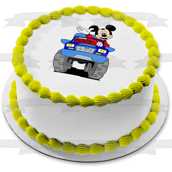 Disney Mickey Mouse Driving a Car Edible Cake Topper Image ABPID12369