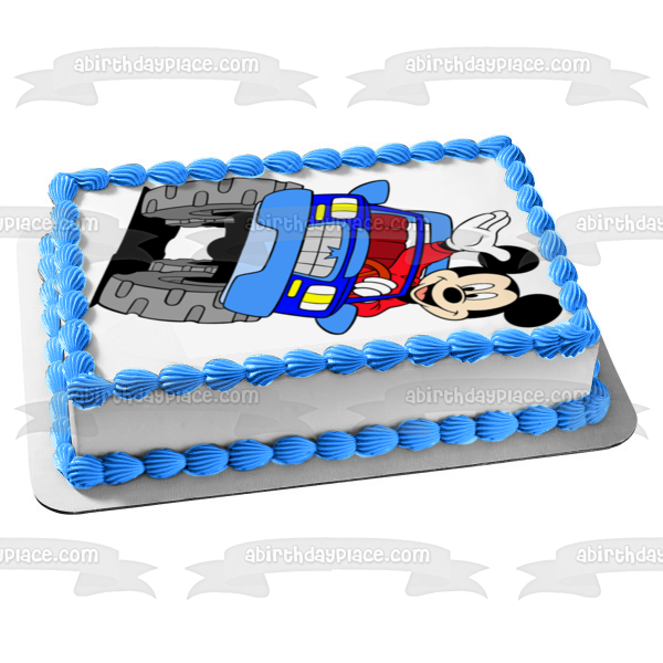 Disney Mickey Mouse Driving a Car Edible Cake Topper Image ABPID12369