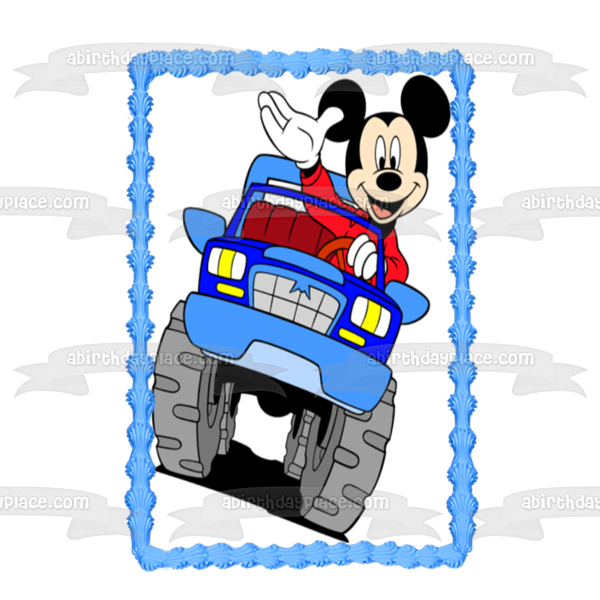 Disney Mickey Mouse Driving a Car Edible Cake Topper Image ABPID12369