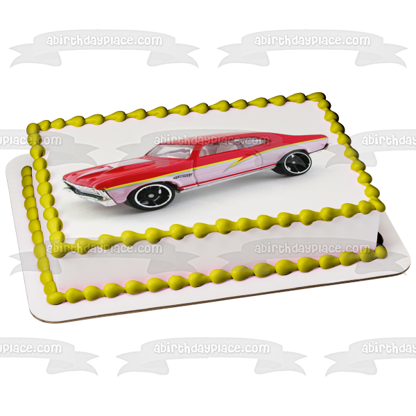 Custom Race Car Red and White Edible Cake Topper Image ABPID12378