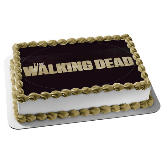 Imagen comestible para decoración de tarta con el logotipo de The Walking Dead, fondo negro, ABPID12412 