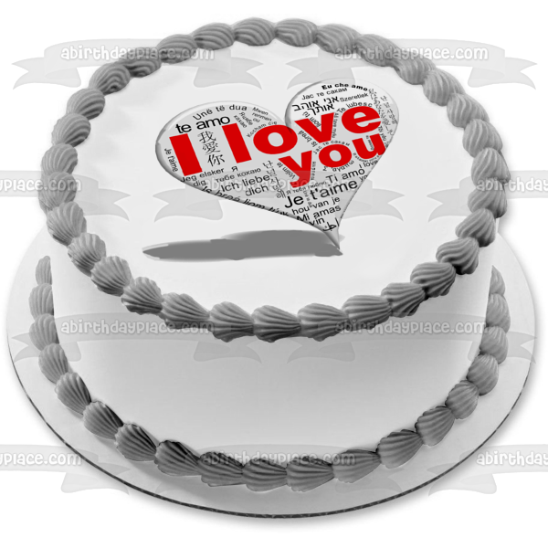 I Love You In Several Languages Edible Cake Topper Image ABPID12624