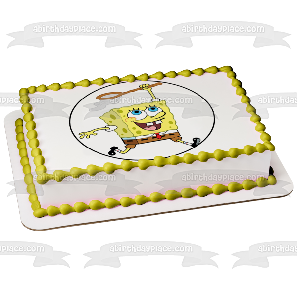 SpongeBob SquarePants Catching Jellyfish Edible Cake Topper Image ABPID12427