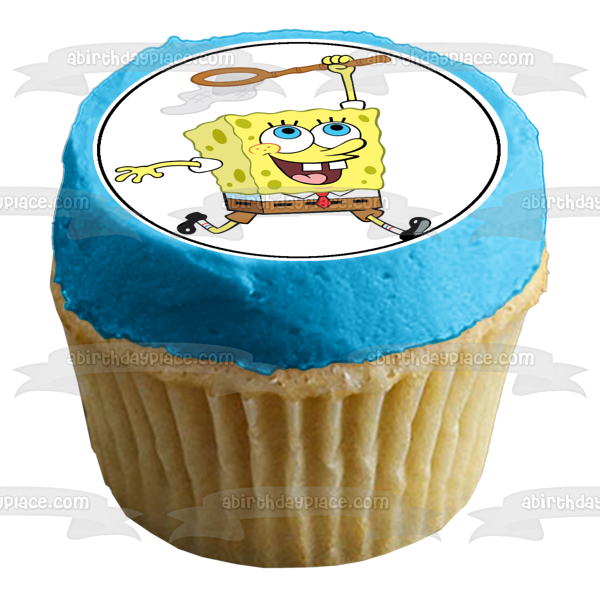 SpongeBob SquarePants Catching Jellyfish Edible Cake Topper Image ABPID12427